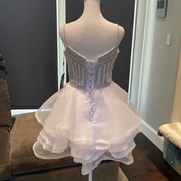 Women’s White and Silver Short Prom Party Dress Size S NWT - Picture 5 of 9